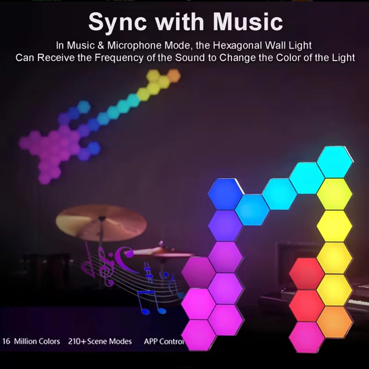 3/8/12/20pcs Smart Color RGB Hexagonal Panel APP/remote Control Dual, USB Power Supply, Music Rhythm DIY for Room Atmosphere