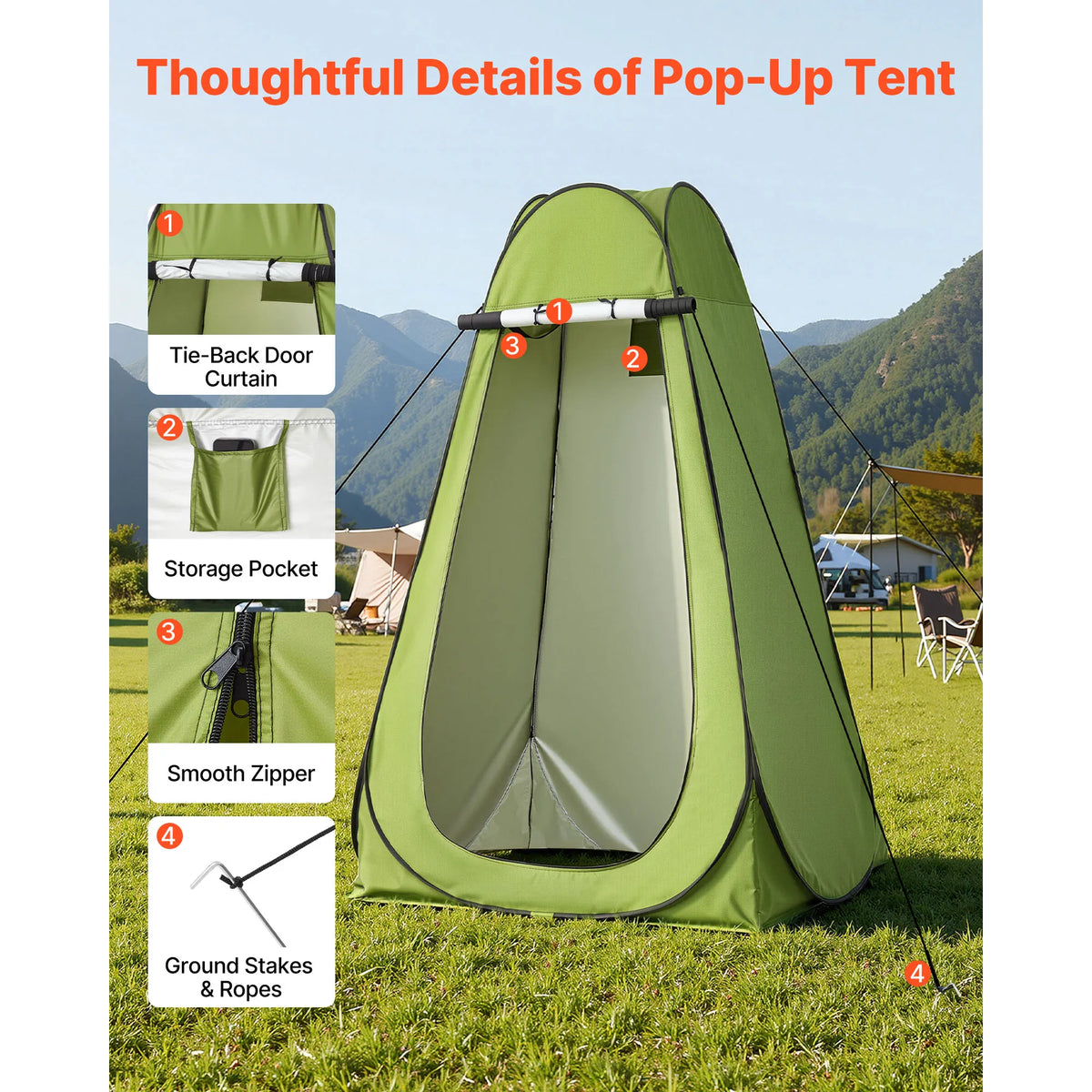 VEVOR Portable Toilet Kit 330 lbs Load Capacity with Pop-Up Tent Outdoor Travel Potty Suitable for RV Travel Camping Hiking