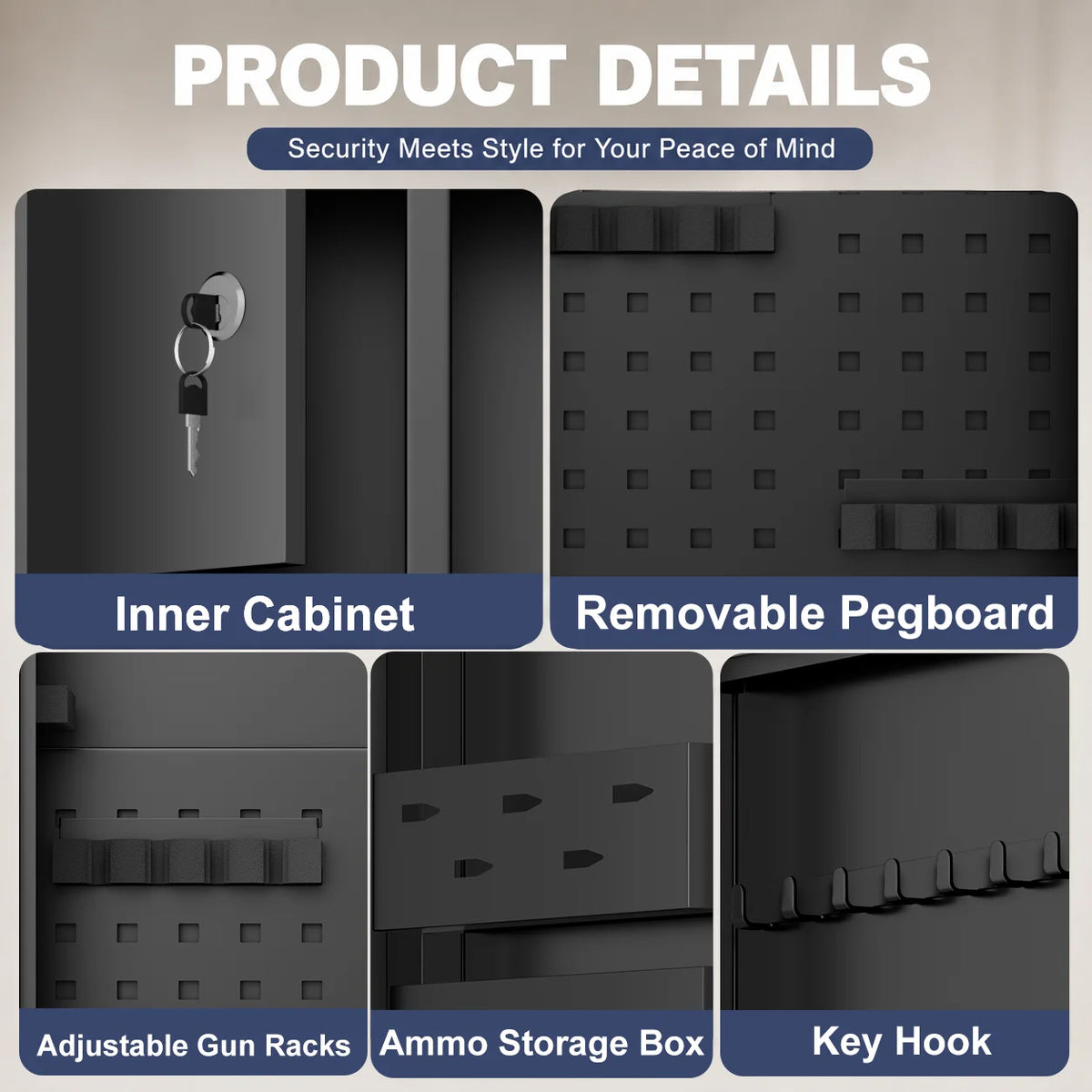 7-9 Large Unassembled Gun Safe for Shotguns,Fingerprint Gun Cabinet for Pistols with Dual Alarm and Mute Mode, Long Gun Safe with Touchscreen Pad, Removable Shelves