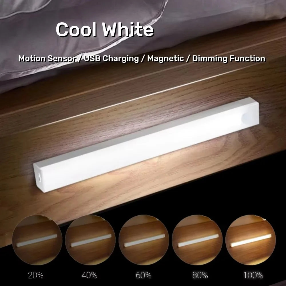 LED Motion Sensor Light Wireless USB Rechargeable Night Light Portable Induction Lamp for Cabinet Wardrobe Staircase