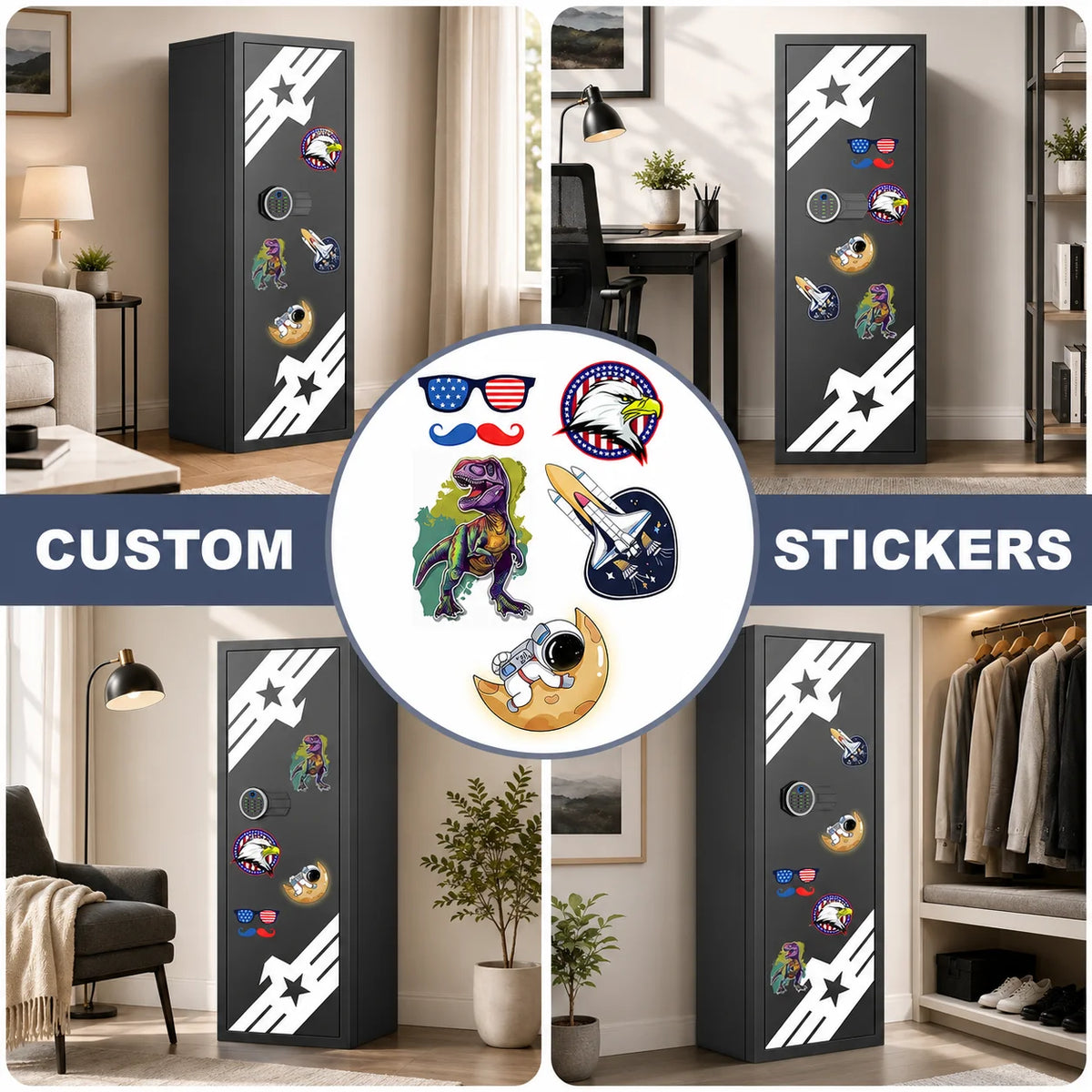 7-9 Large Unassembled Gun Safe for Shotguns,Fingerprint Gun Cabinet for Pistols with Dual Alarm and Mute Mode, Long Gun Safe with Touchscreen Pad, Removable Shelves