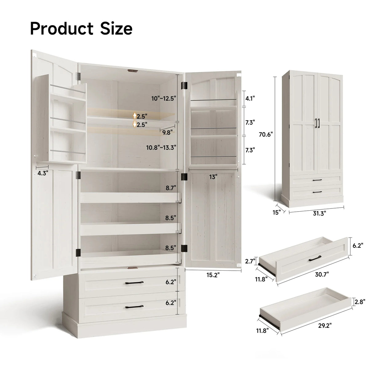 ONBRILL Farmhouse Kitchen Pantry Storage Cabinet