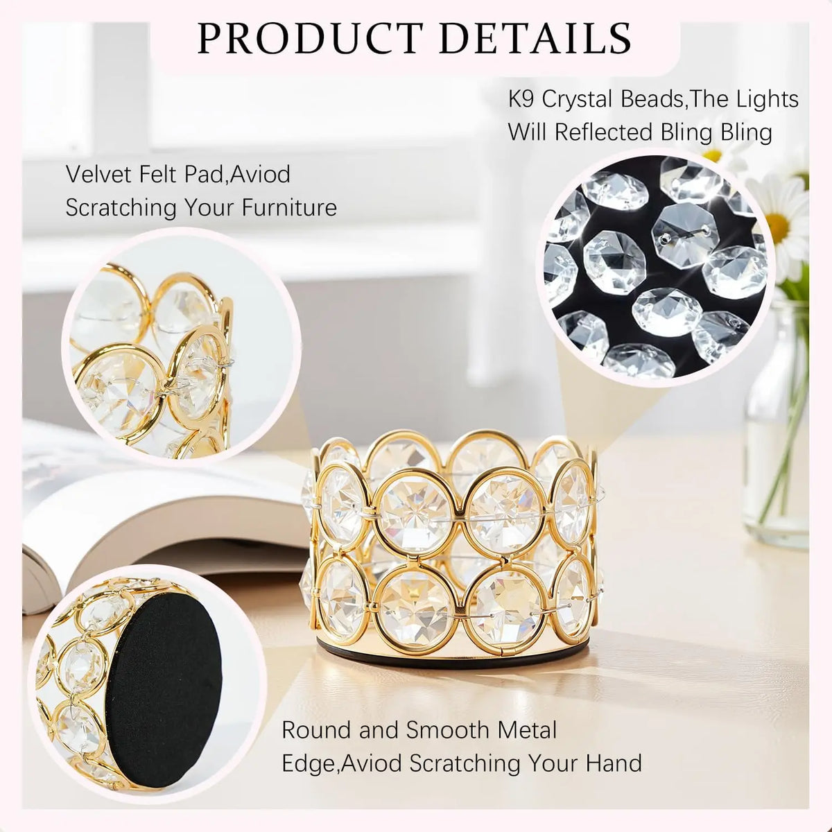 12 Pcs Gold Crystal Tea Light Candle Holders for Wedding Table Centerpieces Votive Candle Holders Set Bulk for Party Christmas Home Dining Decor