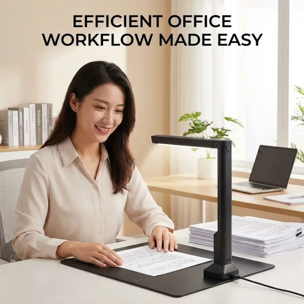 A4 Portable Document Scanning Camera, 16-megapixel book&Document scanne, with anti-tilt function and LED light,