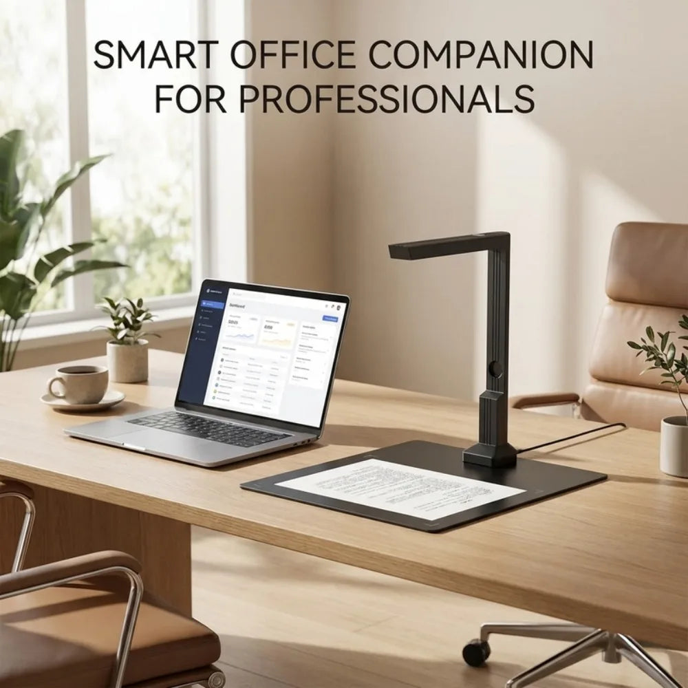A4 Portable Document Scanning Camera, 16-megapixel book&Document scanne, with anti-tilt function and LED light,