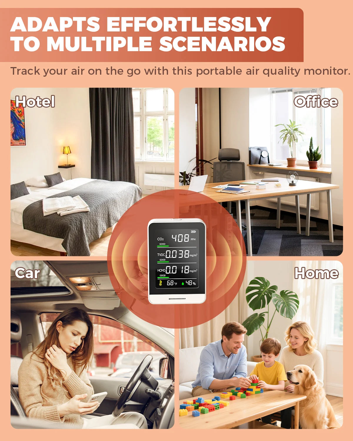 Indoor Air Quality Monitor With CO2 HCHO And TVOC Testing