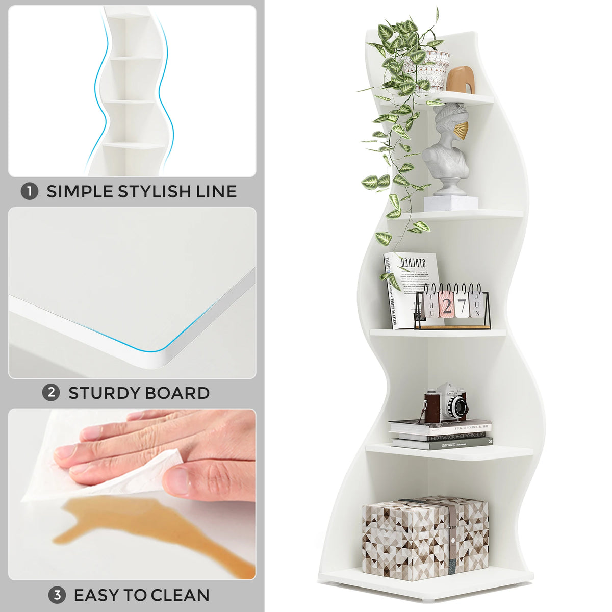 Tribesigns Modern Corner Bookshelf and Plant Stand