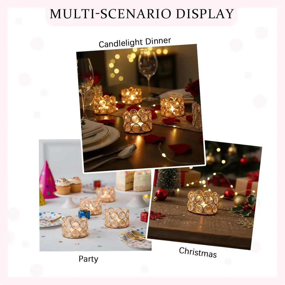 12 Pcs Gold Crystal Tea Light Candle Holders for Wedding Table Centerpieces Votive Candle Holders Set Bulk for Party Christmas Home Dining Decor