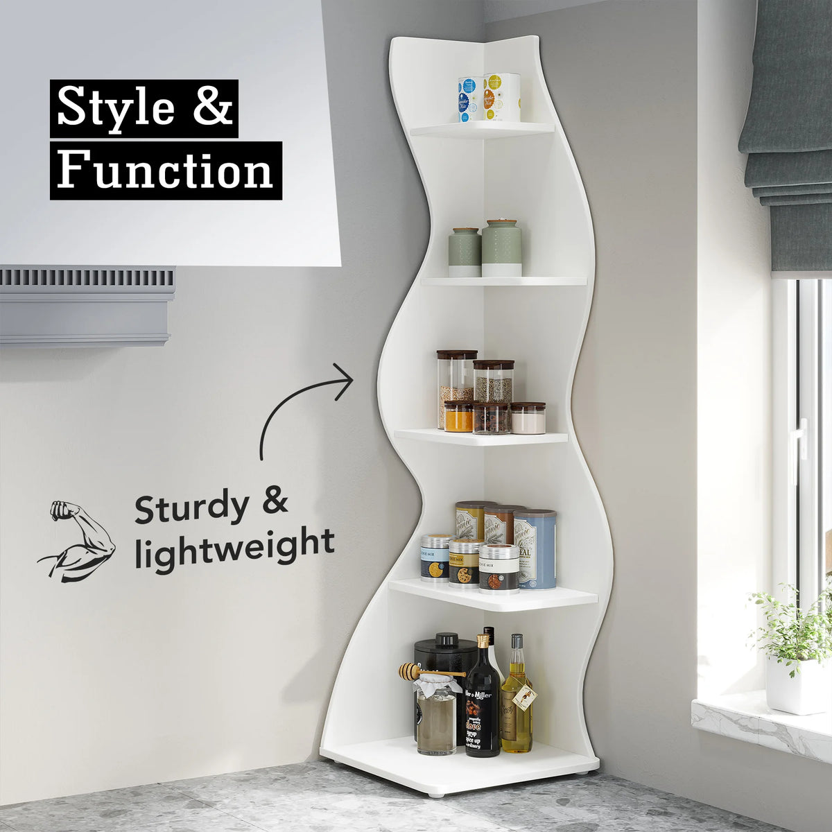 Tribesigns Modern Corner Bookshelf and Plant Stand