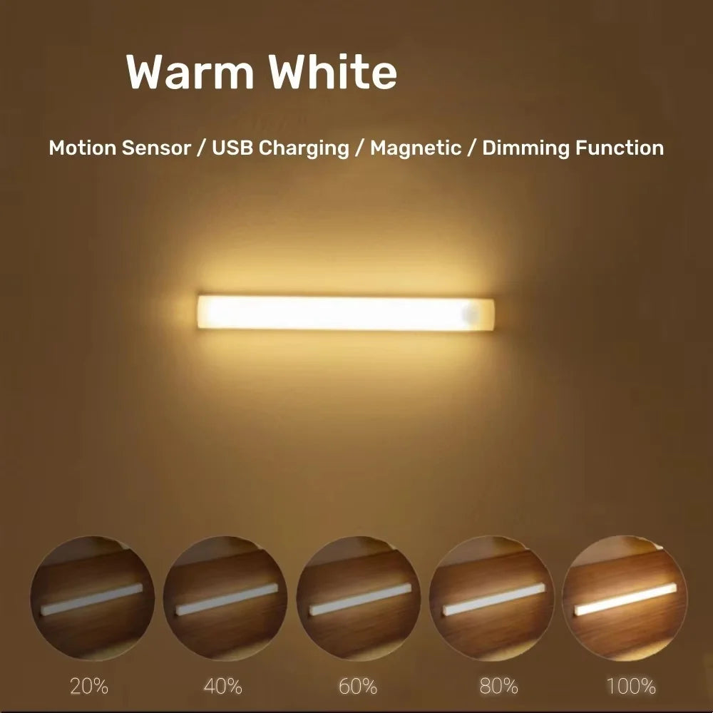 LED Motion Sensor Light Wireless USB Rechargeable Night Light Portable Induction Lamp for Cabinet Wardrobe Staircase