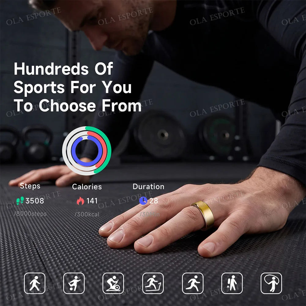 Smart Ring Health Tracker – Heart Rate & Blood Oxygen Monitor, Sleep Tracking Fitness Ring, Menstrual Cycle Tracker for Women, IP68 Waterproof, US Warehouse Fast Shipping