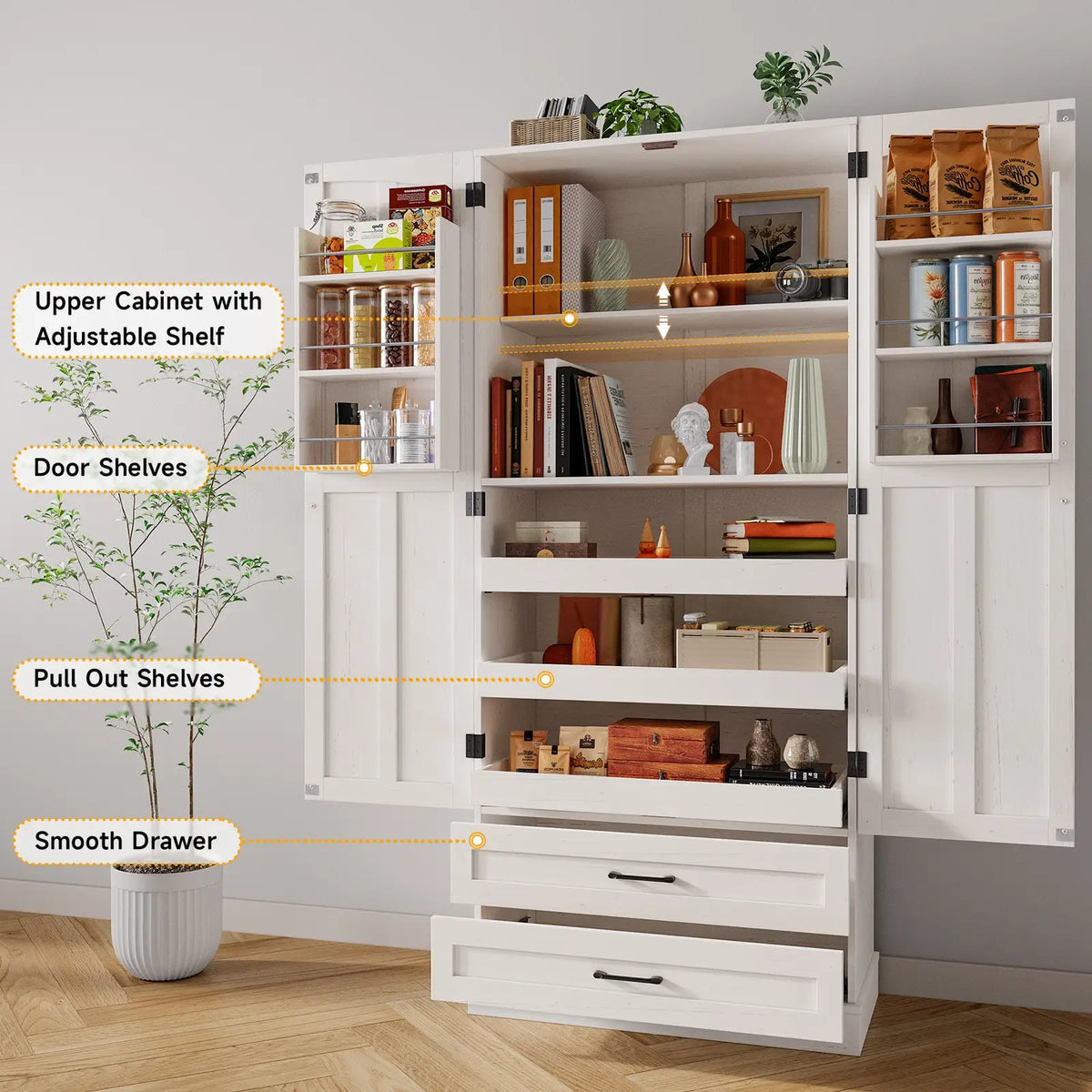 ONBRILL Farmhouse Kitchen Pantry Storage Cabinet