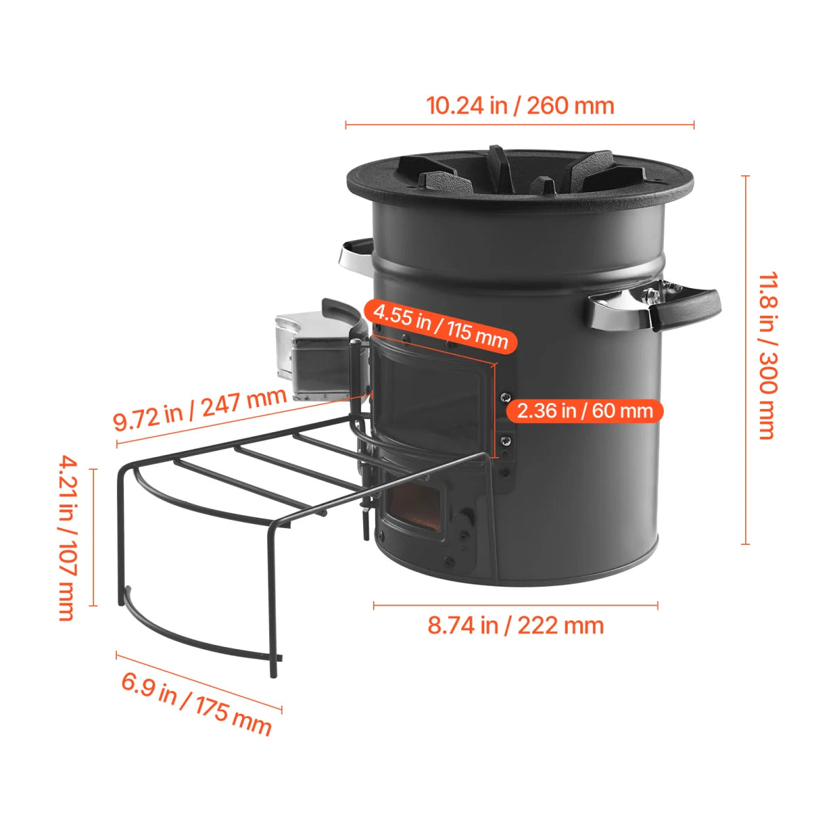 Portable Wood Burning Rocket Stove for Camping