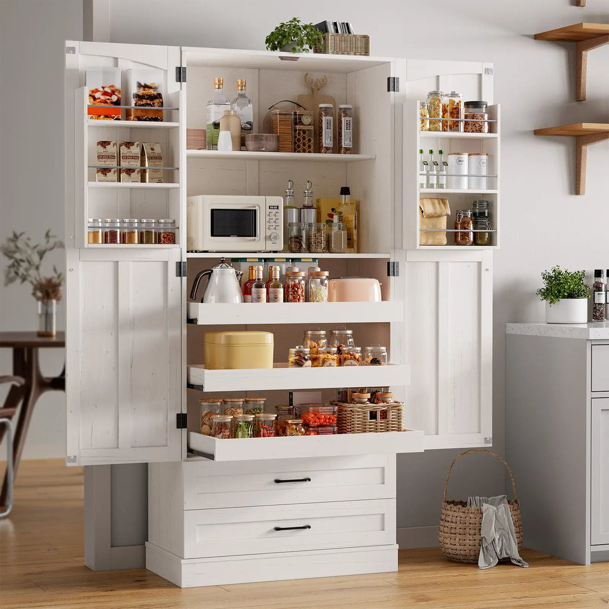 ONBRILL Farmhouse Kitchen Pantry Storage Cabinet