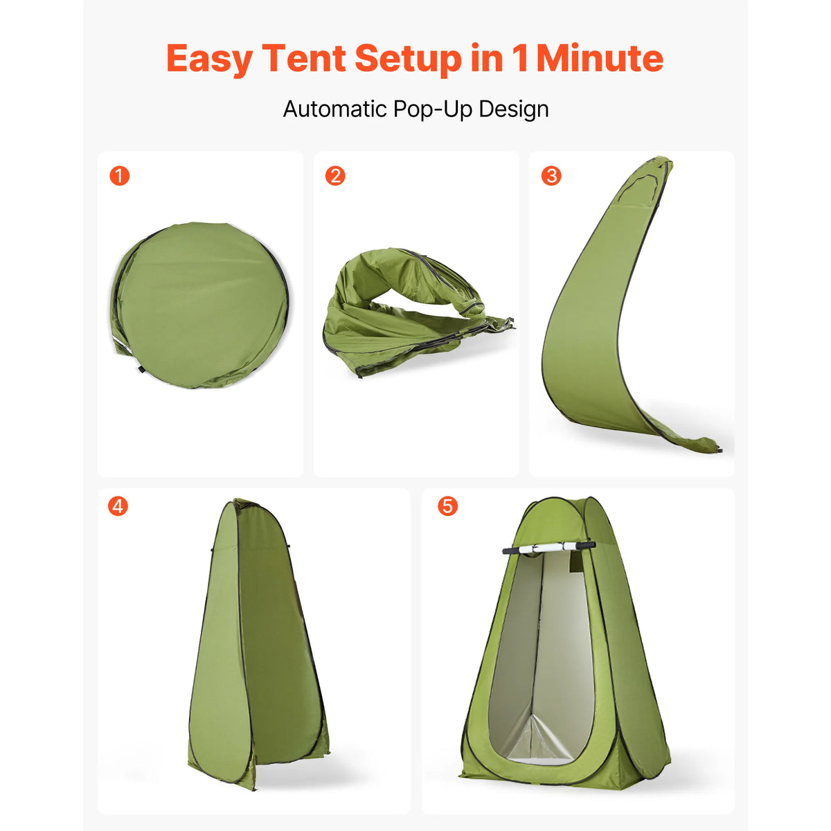VEVOR Portable Toilet Kit 330 lbs Load Capacity with Pop-Up Tent Outdoor Travel Potty Suitable for RV Travel Camping Hiking