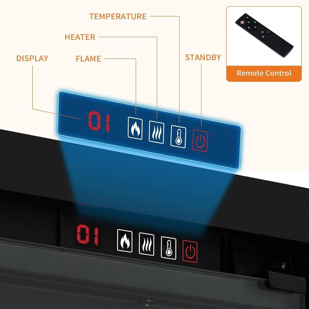 60 Inch Electric Fireplace Recessed Wall Mounted Linear Fireplace Heater with Log Crystal Inserts 12 Flame Colors Adjustable Speed Brightness 750 1500W Heats 400 Sq Ft Remote Control Touch Screen Built in Timer Low Noise for