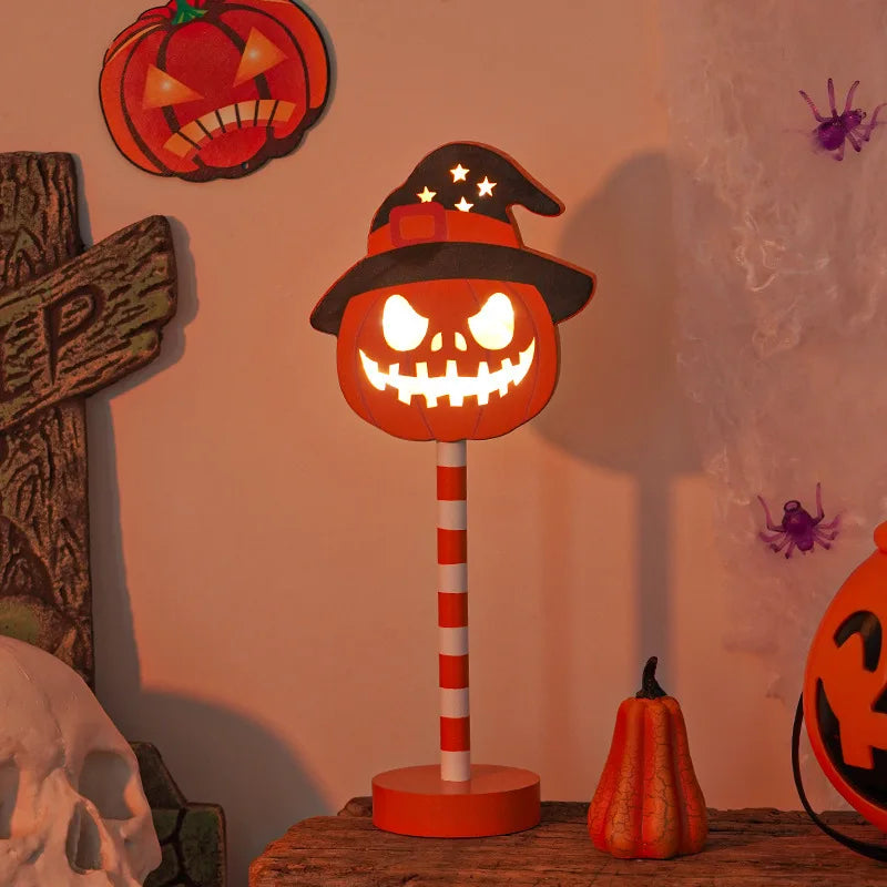 Halloween Decorative Night Lights -Wooden Pumpkin Ghost Bat Skull Lamps, Exquisite Workmanship, Spooky Halloween SceneDecor, Indoor Outdoor Universal Style Night lights for Home Party Yard