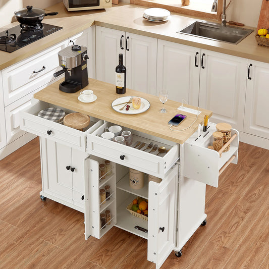 Mobile Kitchen Island Cart With Drop Leaf Trolley