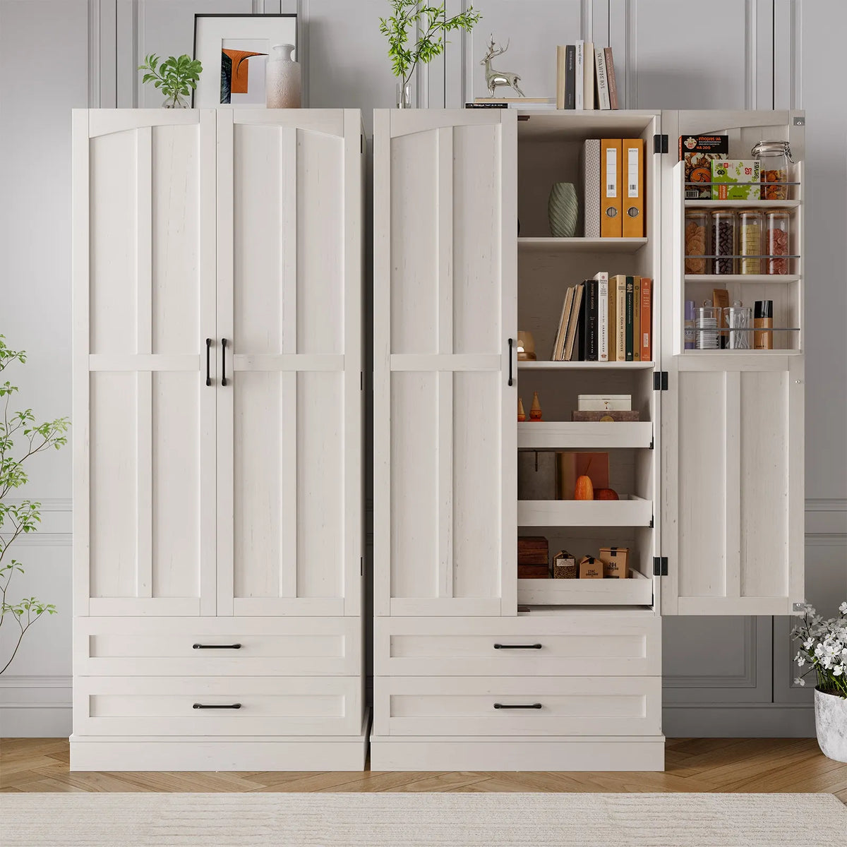 ONBRILL Farmhouse Kitchen Pantry Storage Cabinet