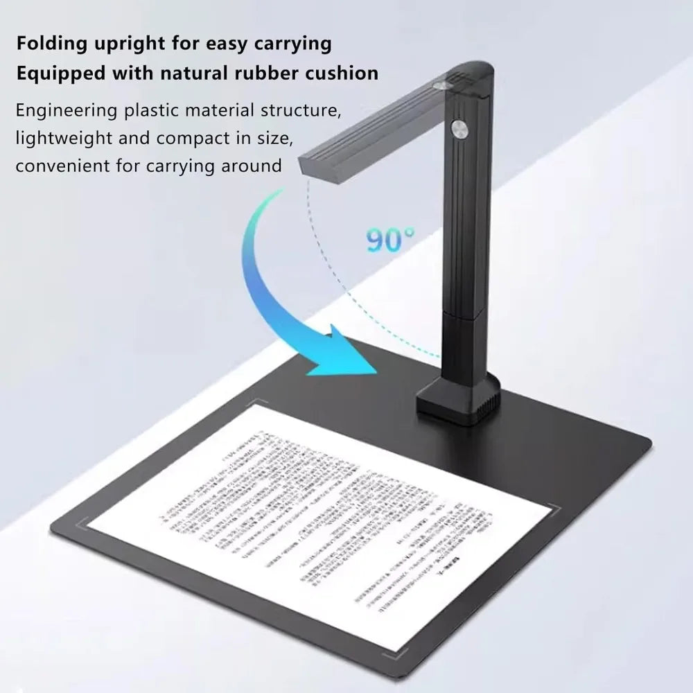 A4 Portable Document Scanning Camera, 16-megapixel book&Document scanne, with anti-tilt function and LED light,