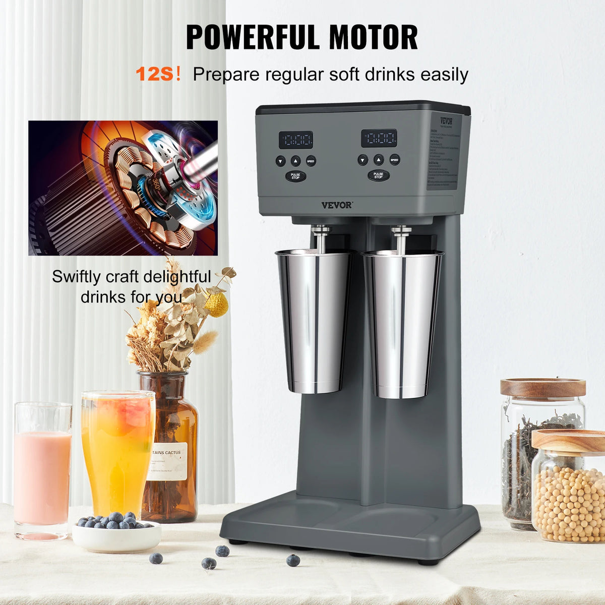 VEVOR Commercial Double Head Milkshake Mixer