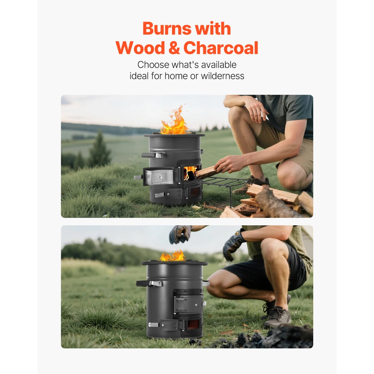 Portable Wood Burning Rocket Stove for Camping