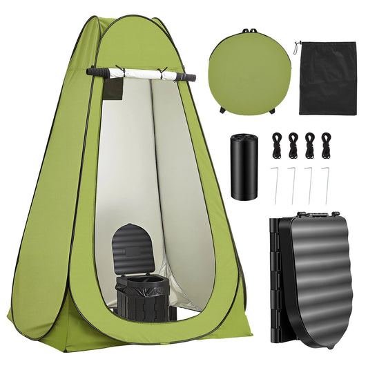 VEVOR Portable Toilet Kit 330 lbs Load Capacity with Pop-Up Tent Outdoor Travel Potty Suitable for RV Travel Camping Hiking