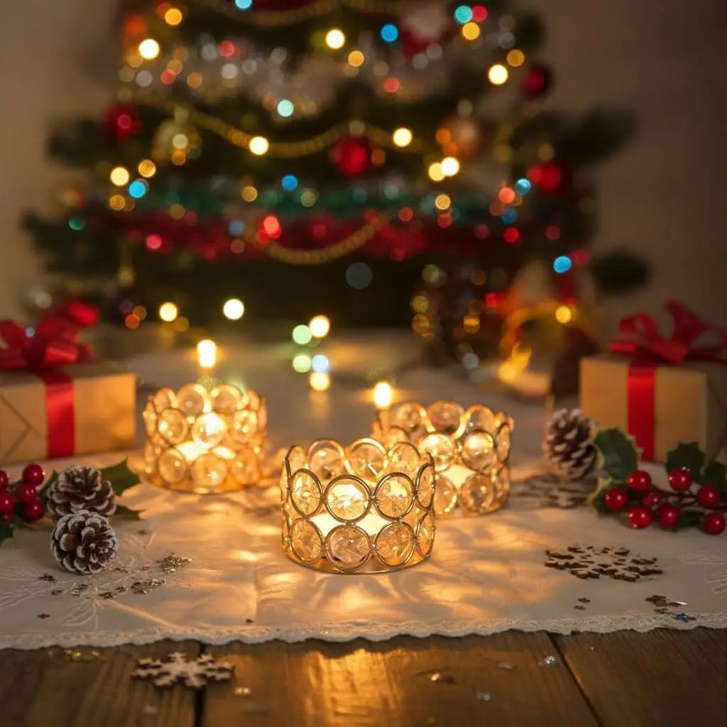 12 Pcs Gold Crystal Tea Light Candle Holders for Wedding Table Centerpieces Votive Candle Holders Set Bulk for Party Christmas Home Dining Decor