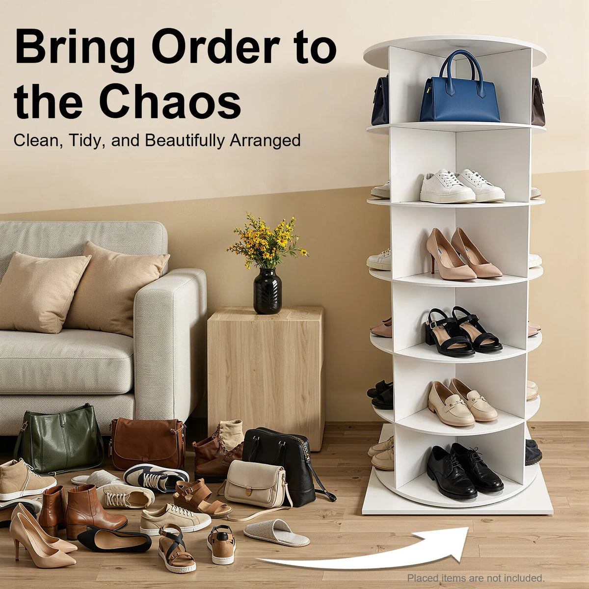 Rotating Shoe Rack Organizer for Entryway and Home