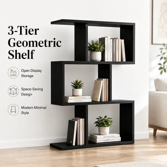 Modern Geometric Open Display Bookshelf for Home Storage