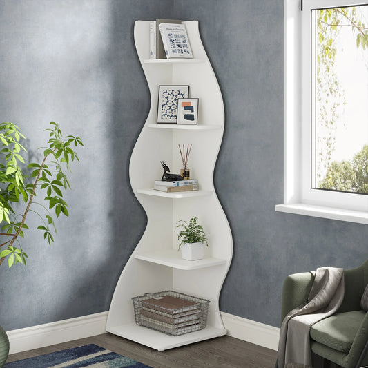 Tribesigns Modern Corner Bookshelf and Plant Stand